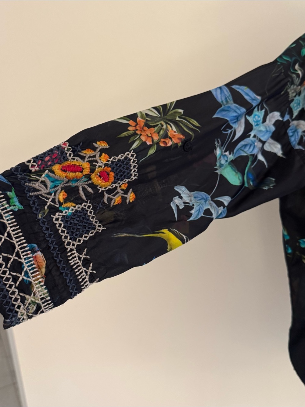 Johnny Was Black Embroidered Floral Tunic with Multicolor Accents - Picture 6 of 6